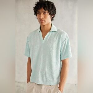Urban Outfitters - Standard Cloth Terry Polo Shirt Light Blue Size Small NWT